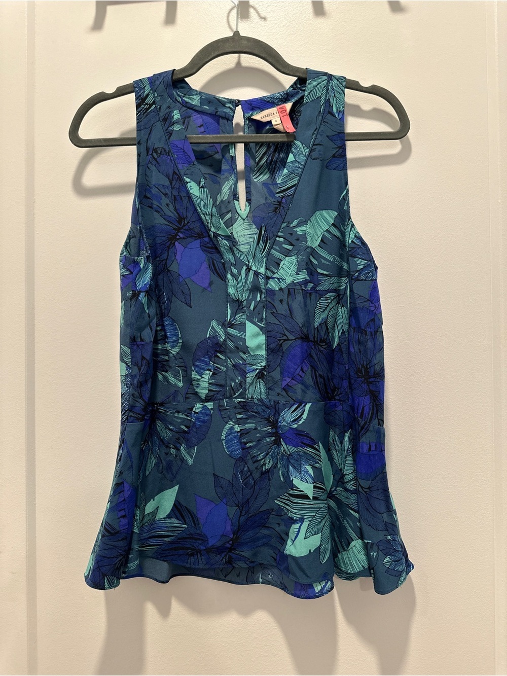 Rebecca Taylor 100% Silk Peplum Blouse Top Size 6 Tropical Floral Sleeveless